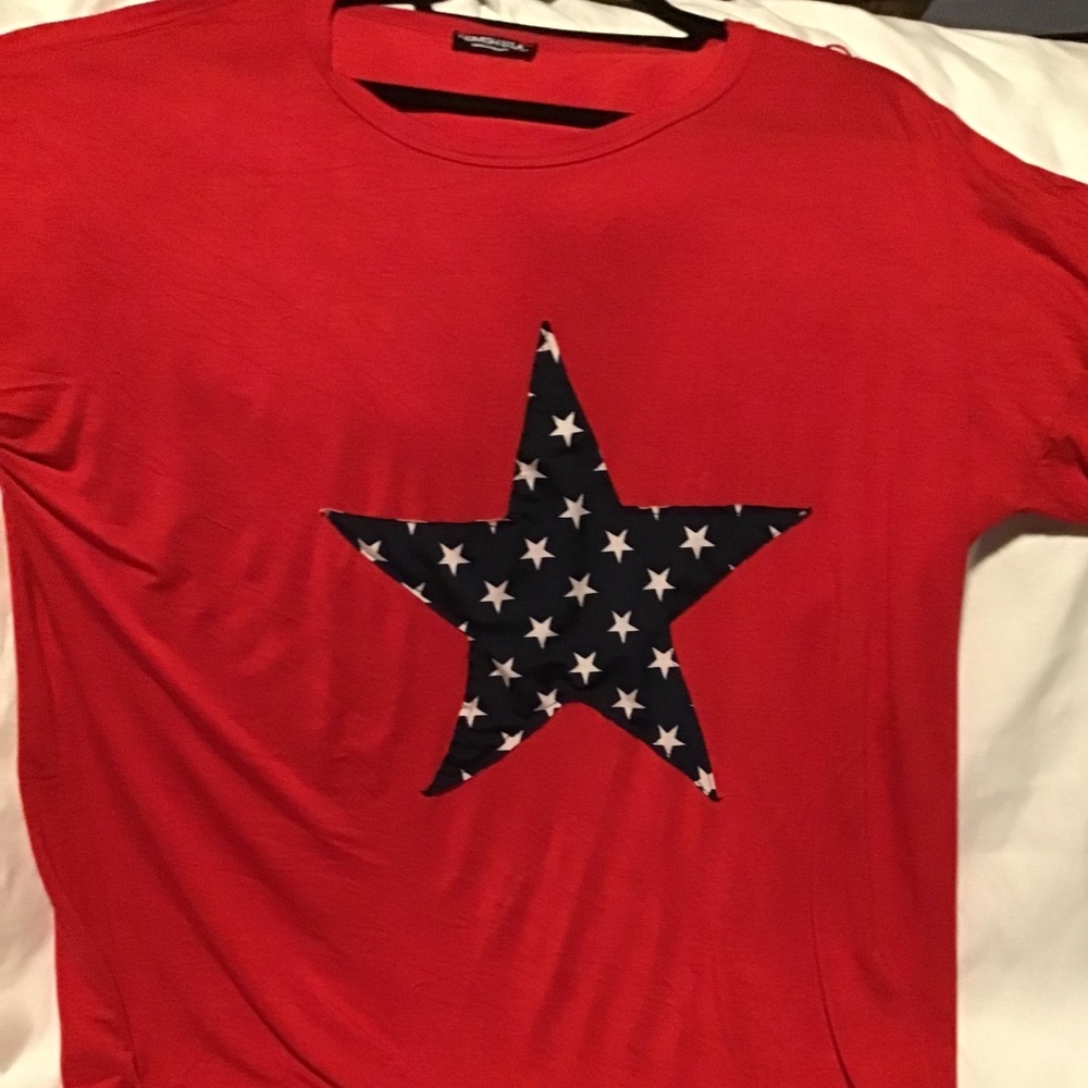 3X Heimsh U.S.A. Red Short Sleeve Blue Star Shirt